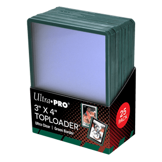 3" x 4" 色付きボーダー 標準サイズカード用 トップローダー （２５枚入り） グリーン